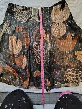 Lafayette 148 New York Women’s Floral Metallic Black Pleated Skirt